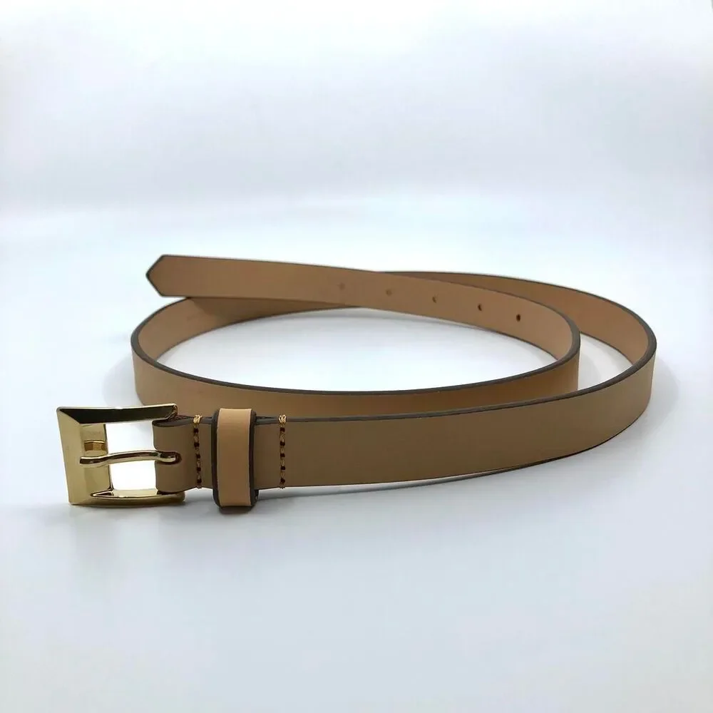 M.M.LaFleur Women's Beige, Gold Buckle, Italian Leather, 34-38 Inches, X7G9A432